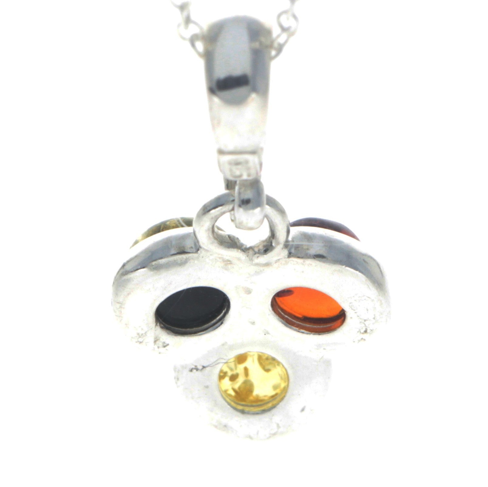 925 Sterling Silver & Baltic Amber 3 Stone Classic Pendant - 1847