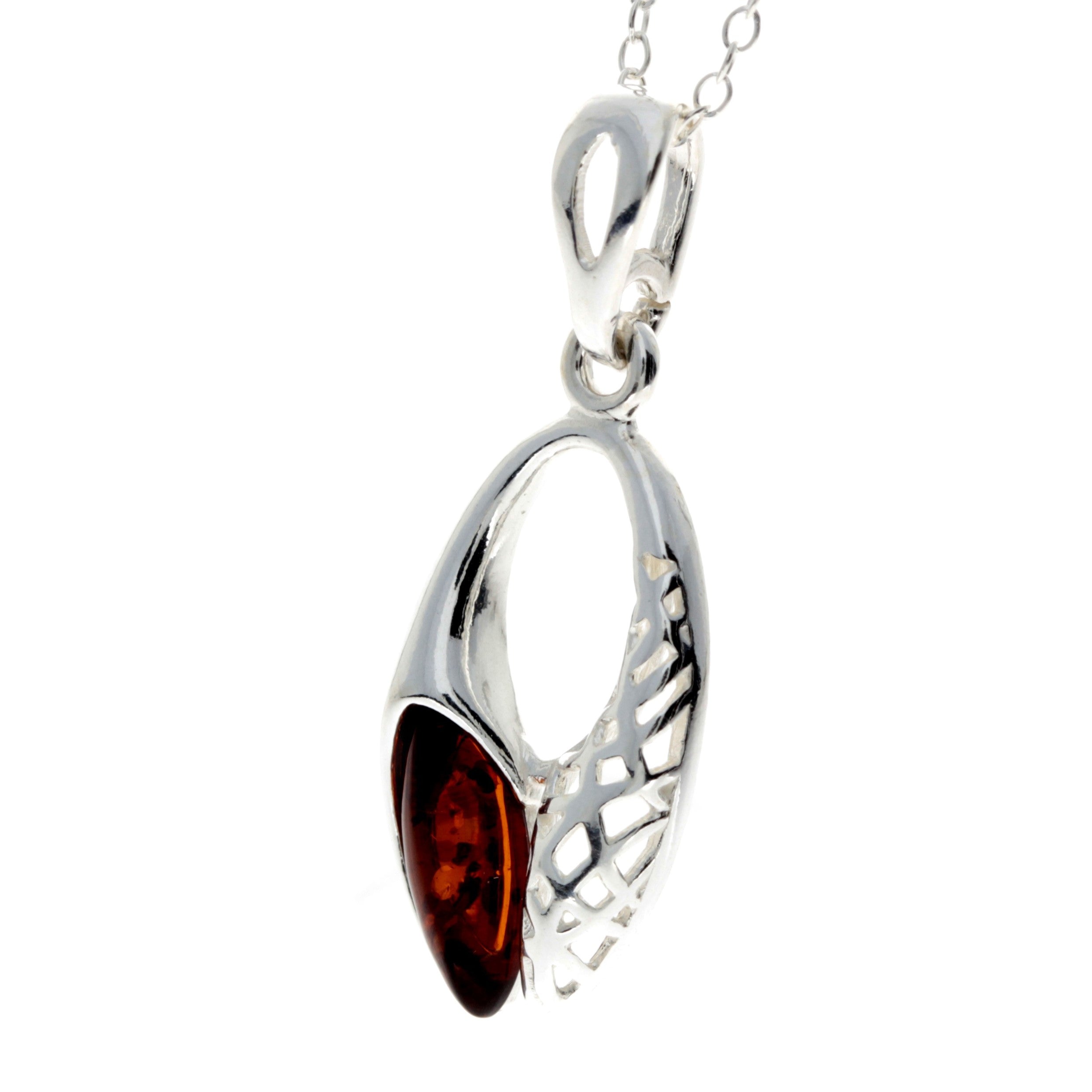 925 Sterling Silver & Baltic Amber Modern Pendant - GL397