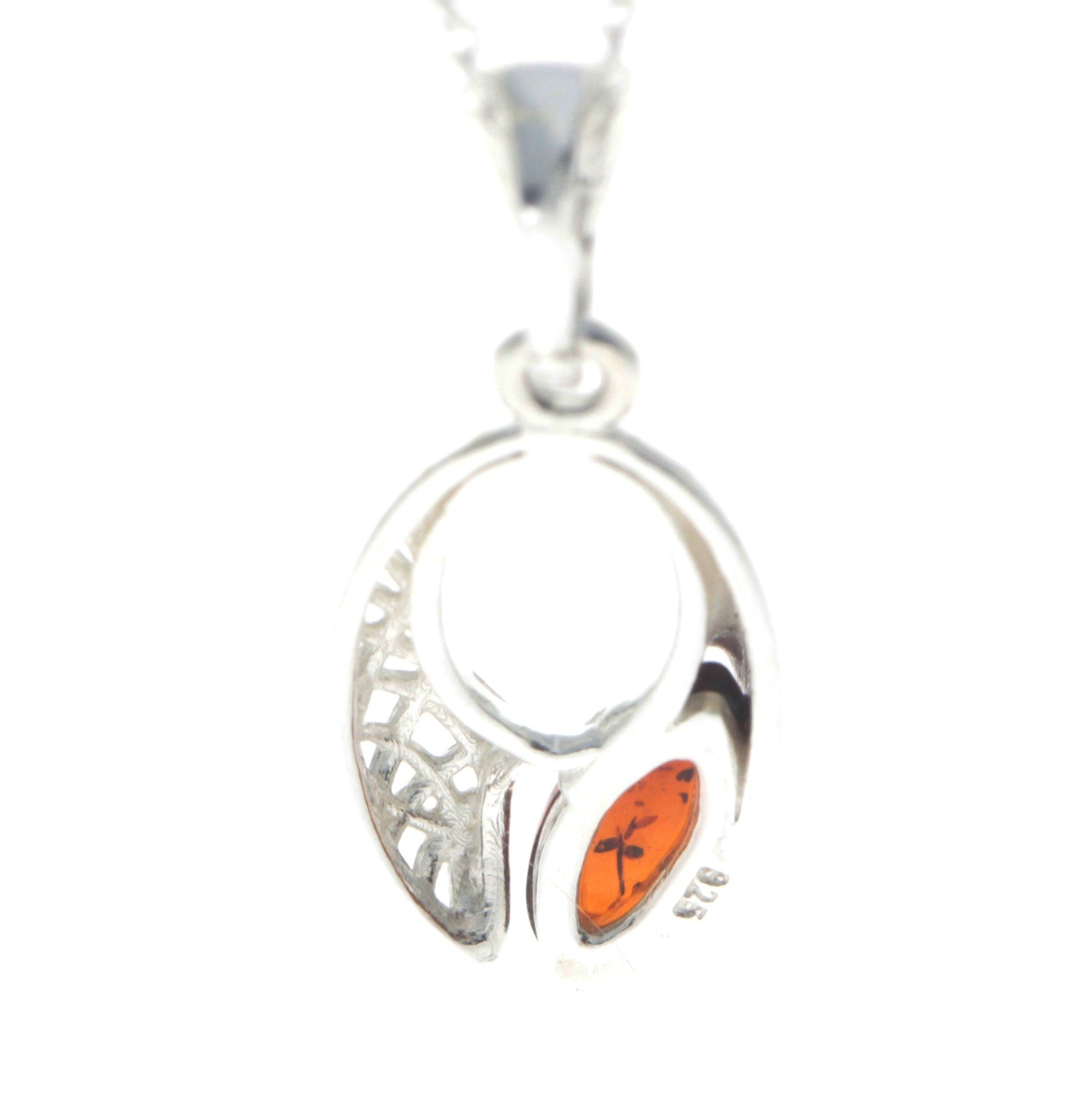 925 Sterling Silver & Baltic Amber Modern Pendant - GL397