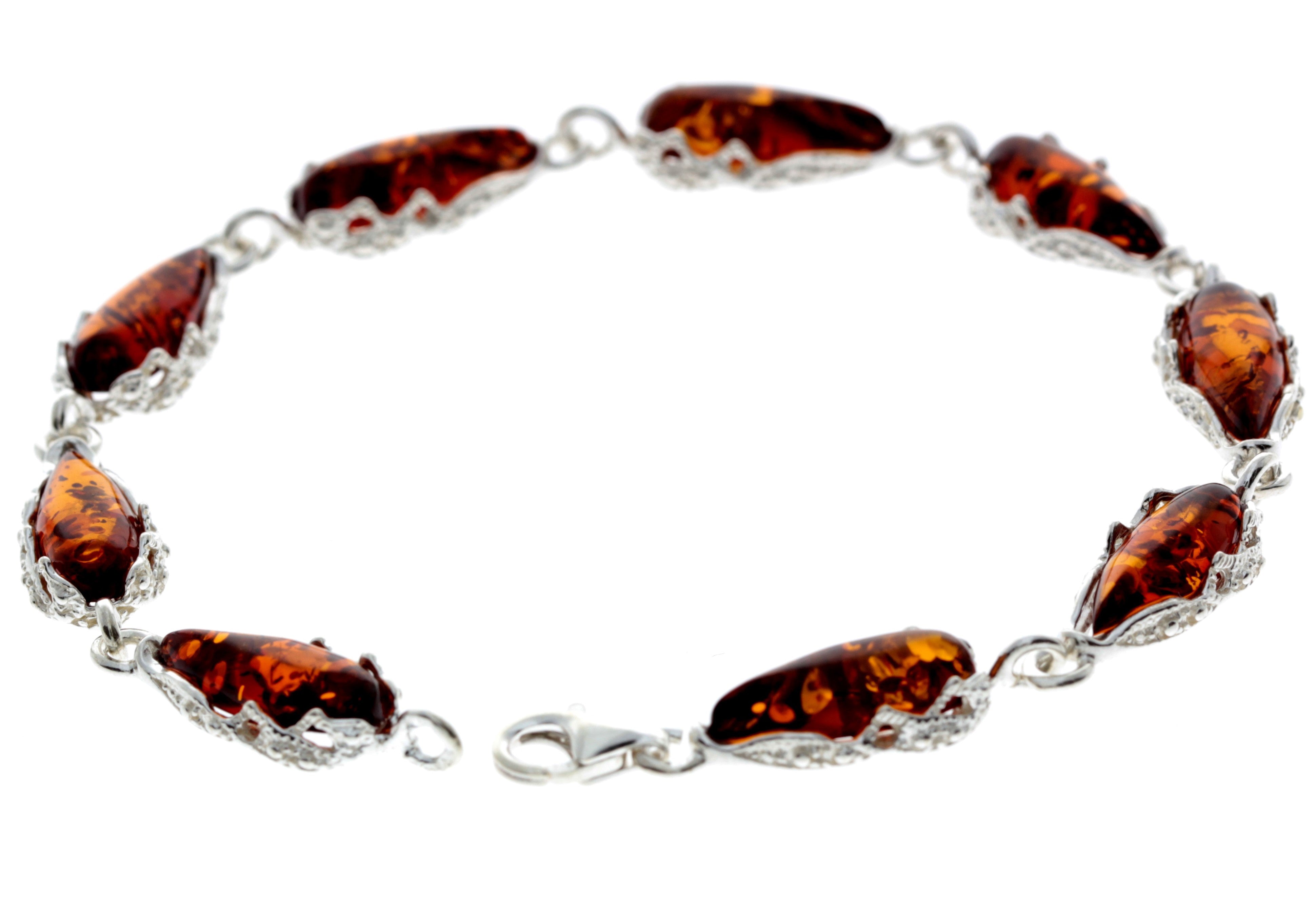 925 Sterling SilveR & Baltic Amber Modern Link Bracelet - G500