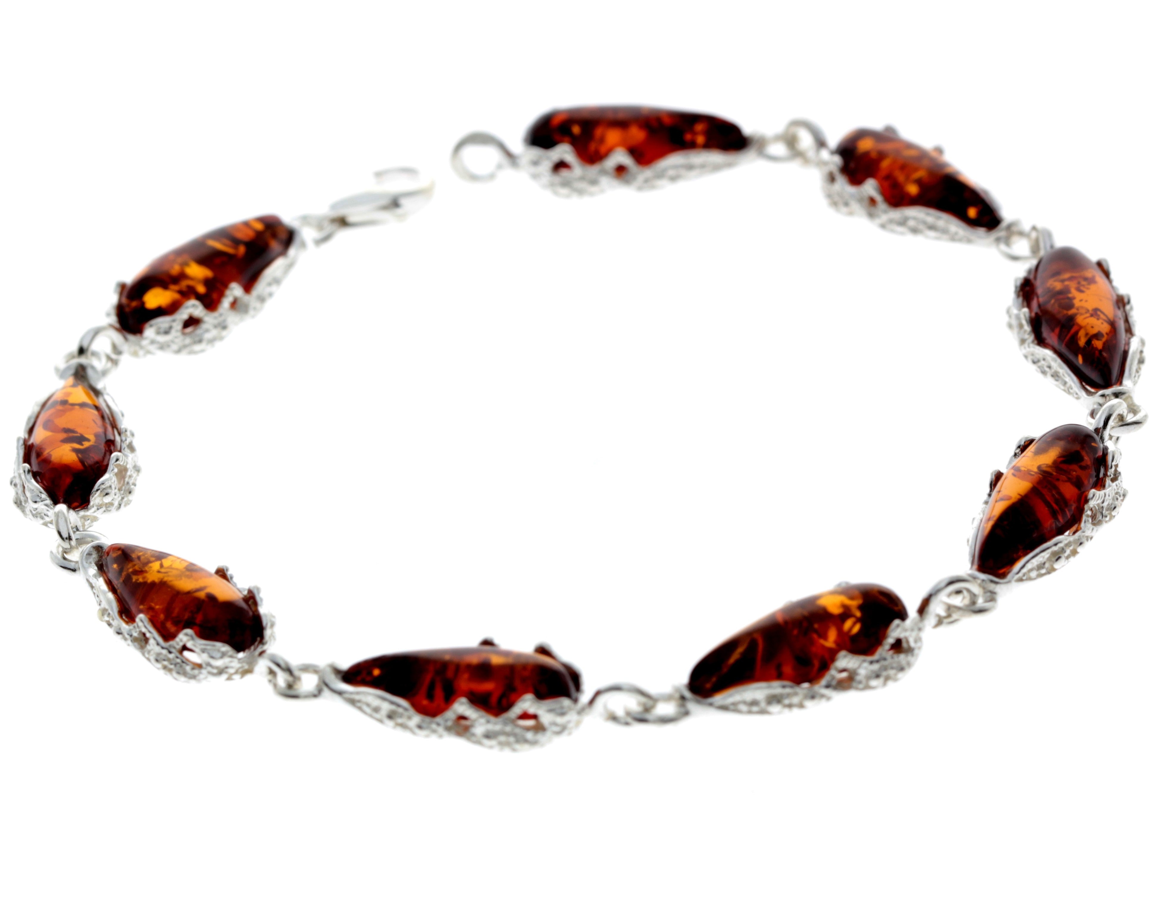 925 Sterling SilveR & Baltic Amber Modern Link Bracelet - G500