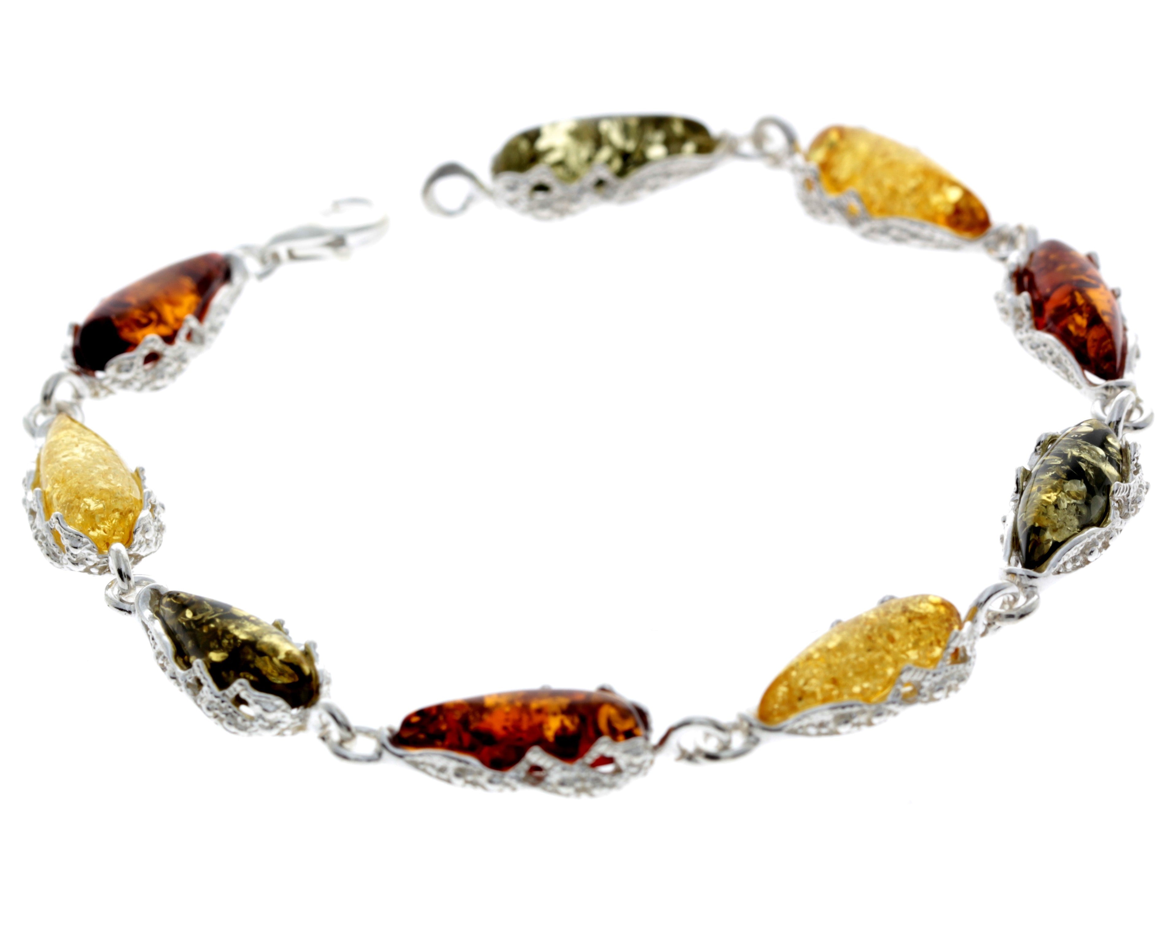 925 Sterling SilveR & Baltic Amber Modern Link Bracelet - G500