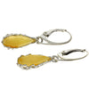 925 Sterling Silver & Baltic Amber Modern Teardrop Drop / Dangle Earrings - G028