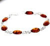 925 Sterling Silver & Genuine Baltic Amber Link Bracelet - 3233