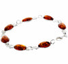 925 Sterling Silver & Genuine Baltic Amber Link Bracelet - 3233