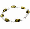 925 Sterling Silver & Genuine Baltic Amber Link Bracelet - 3233