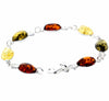 925 Sterling Silver & Genuine Baltic Amber Link Bracelet - 3233