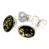 925 Sterling Silver & Baltic Amber Simple Oval Studs Earrings - 8238