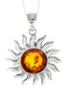 925 Sterling Silver & Baltic Amber Large Star / Sun Pendant - 1753