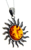 925 Sterling Silver & Baltic Amber Large Star / Sun Pendant - 1753