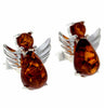 925 Sterling Silver & Baltic Amber Angel Studs Earrings - 8399