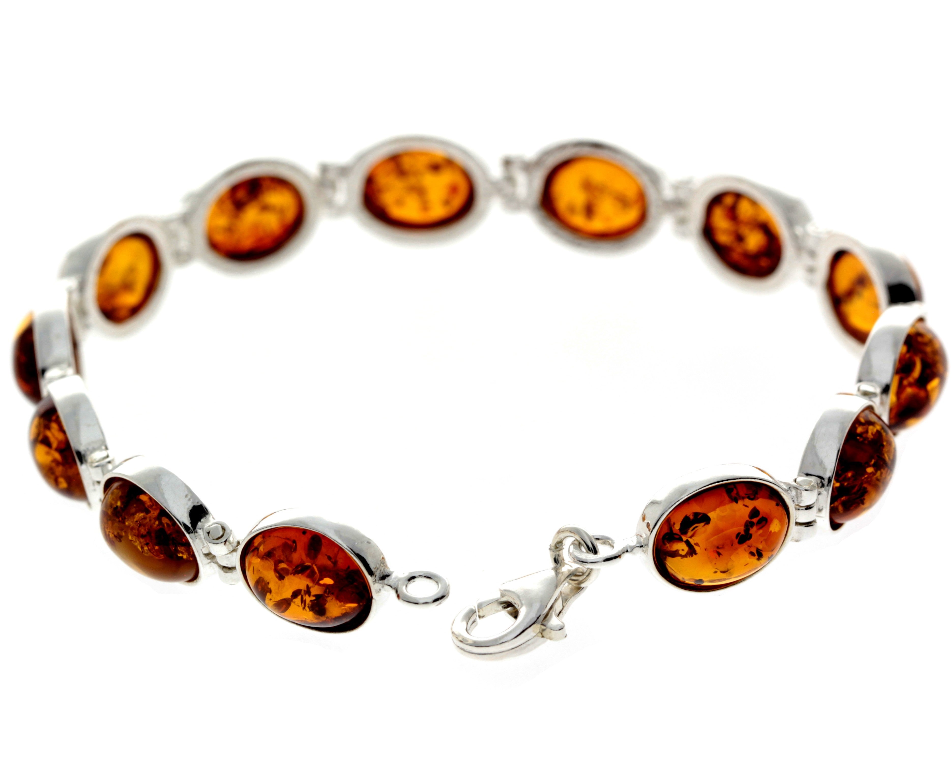 925 Sterling Silver & Baltic Amber Classic Link Bracelet - GL549