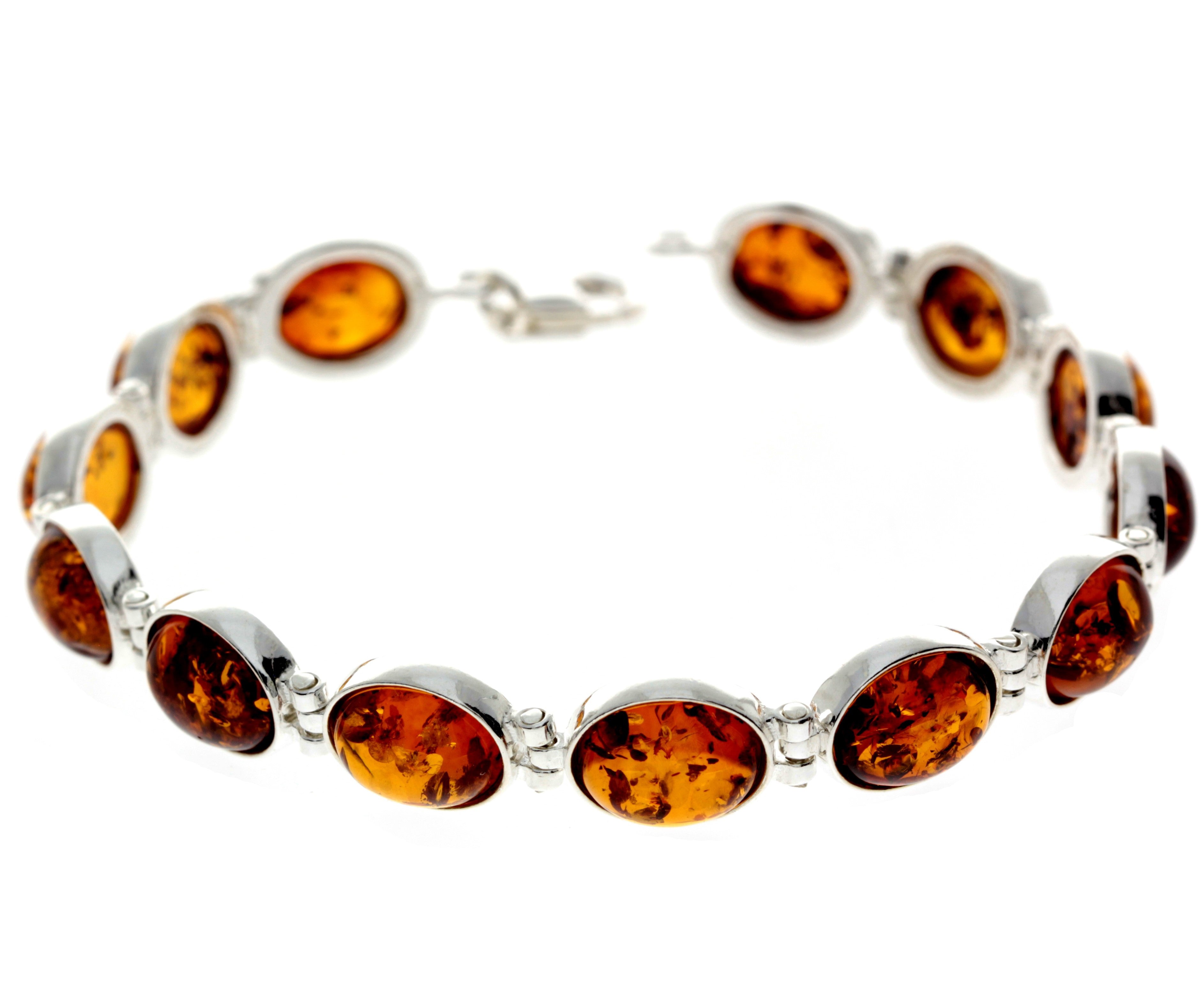 925 Sterling Silver & Baltic Amber Classic Link Bracelet - GL549