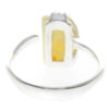 925 Sterling Silver & Genuine Baltic Amber Rectangular Modern Adjustable Ring - GL418A