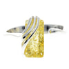 925 Sterling Silver & Genuine Baltic Amber Rectangular Modern Adjustable Ring - GL418A