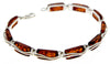 925 Sterling Silver & Genuine Baltic Amber Rectangular Modern Bracelet - GL508B