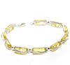 925 Sterling Silver & Genuine Baltic Amber Rectangular Modern Bracelet - GL508B