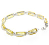 925 Sterling Silver & Genuine Baltic Amber Rectangular Modern Bracelet - GL508B