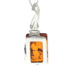 925 Sterling Silver & Genuine Baltic Amber Rectangular Modern Pendant - GL253B