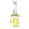 925 Sterling Silver & Genuine Baltic Amber Rectangular Modern Pendant - GL253B