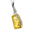 925 Sterling Silver & Genuine Baltic Amber Rectangular Modern Pendant - GL253B