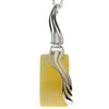 925 Sterling Silver & Genuine Baltic Amber Rectangular Modern Pendant - GL253B