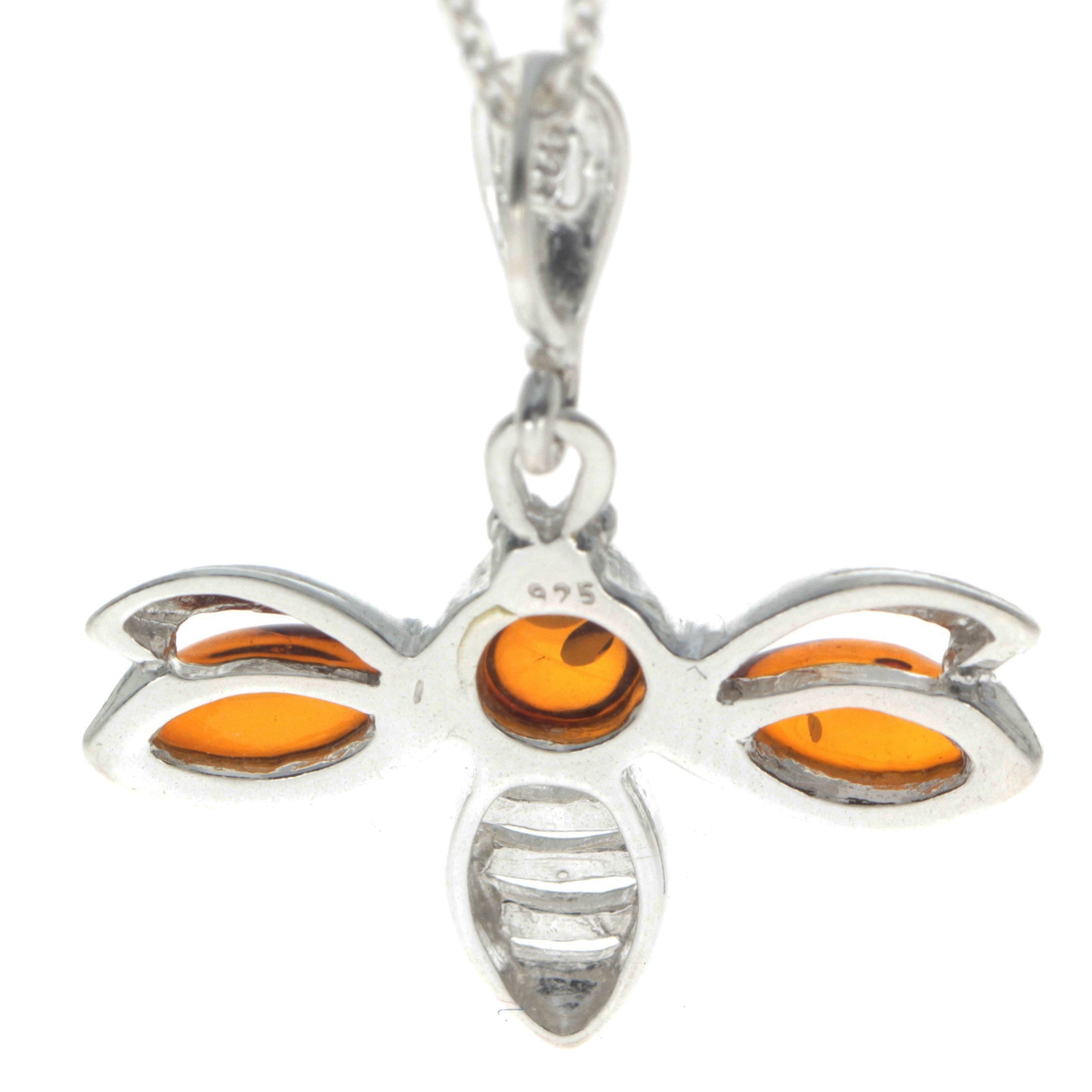 925 Sterling Silver & Baltic Amber Bee Pendant - GL358