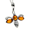 925 Sterling Silver & Baltic Amber Bee Pendant - GL358