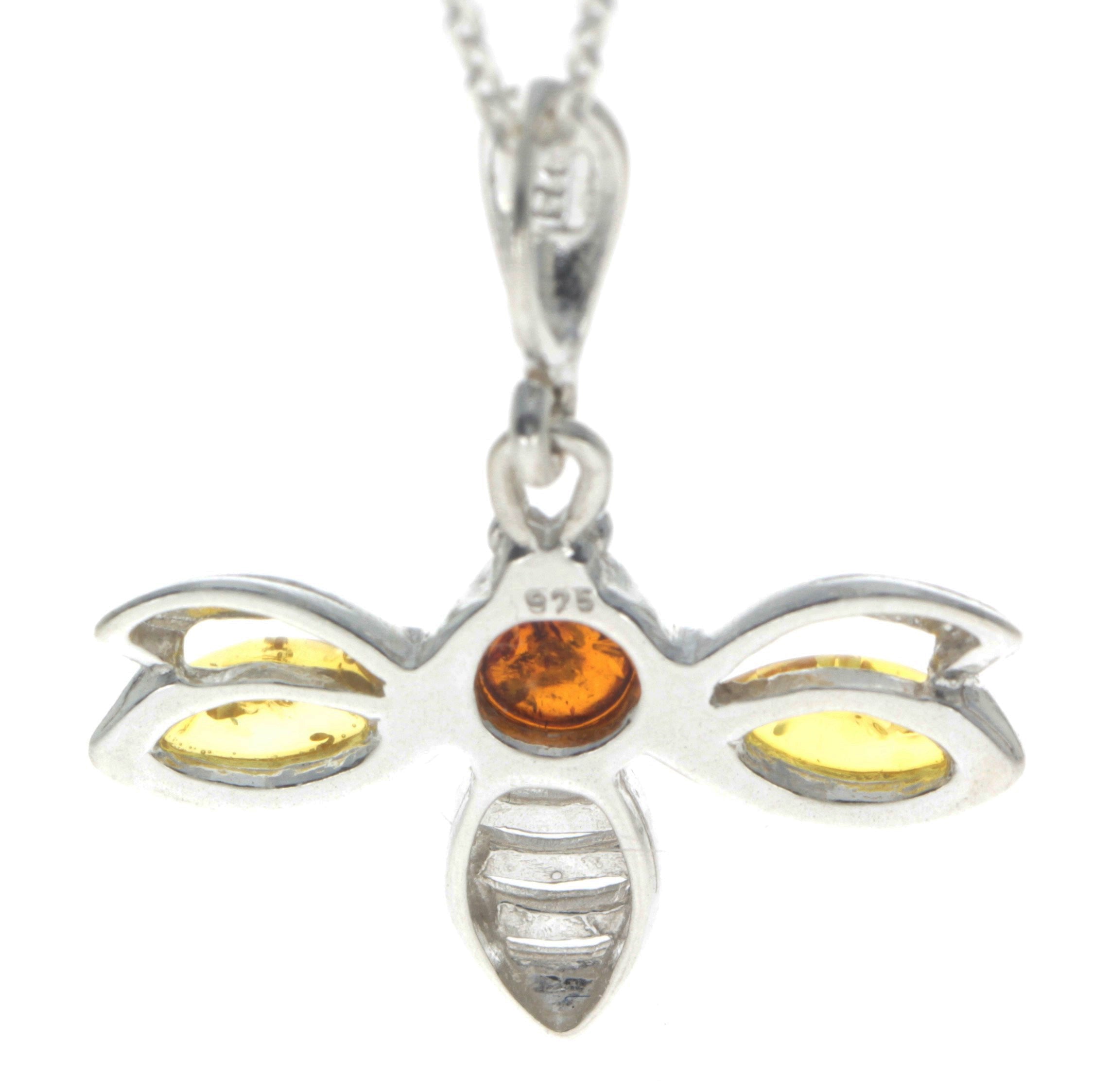 925 Sterling Silver & Baltic Amber Bee Pendant - GL358