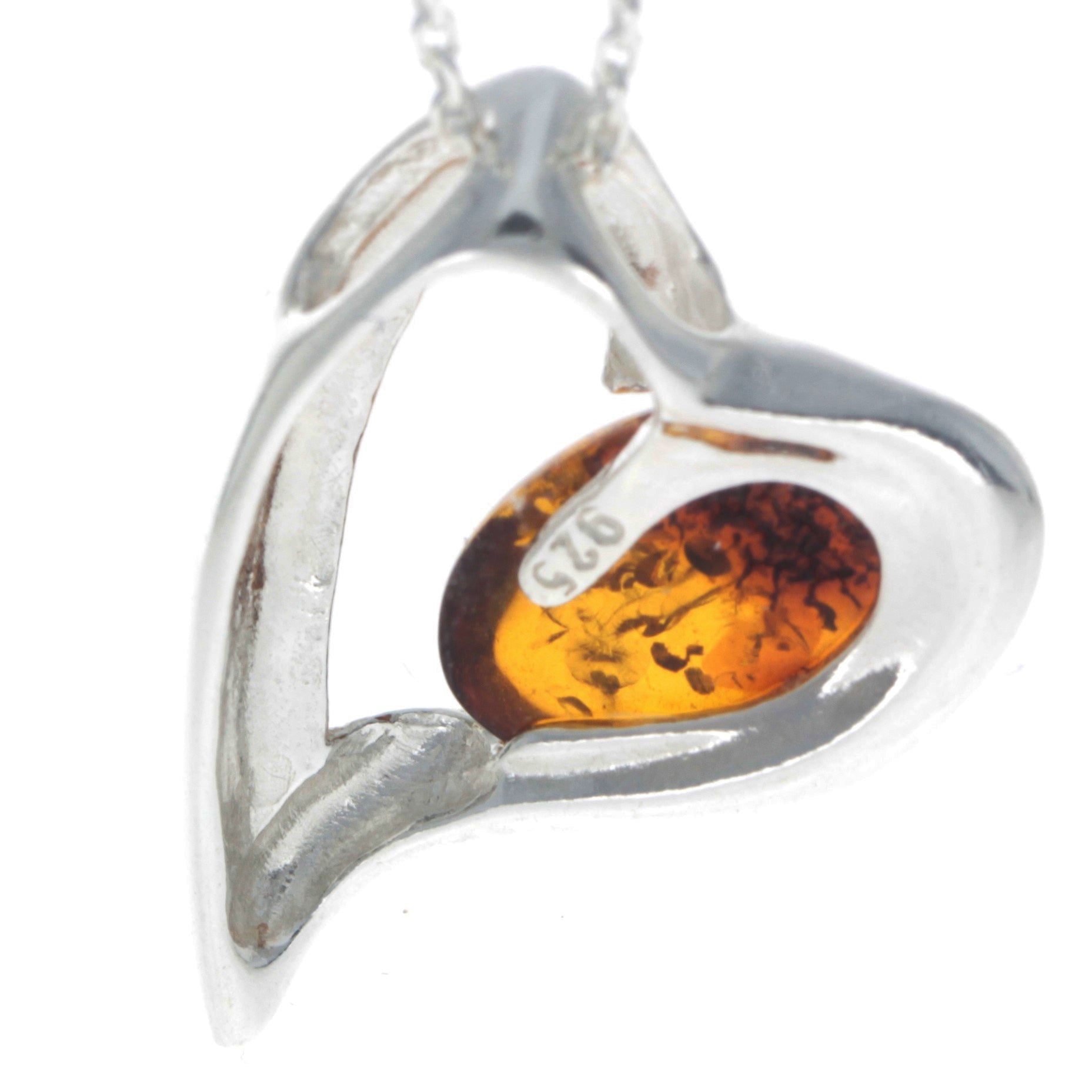 925 Sterling Silver & Baltic Amber Heart Pendant - GL331