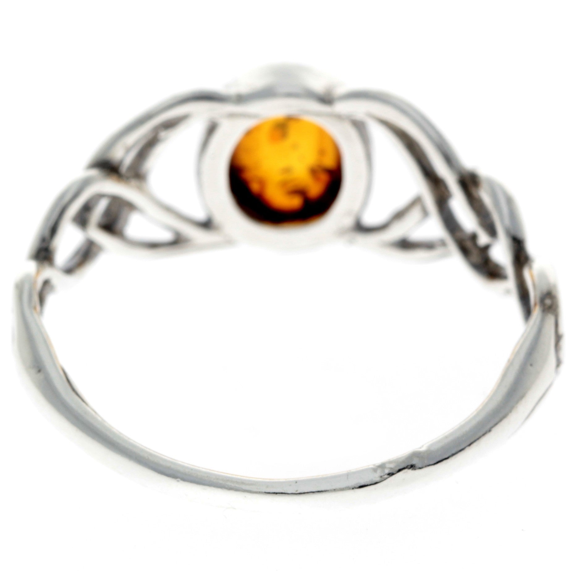 925 Sterling Silver & Baltic Amber Celtic Ring - 7482