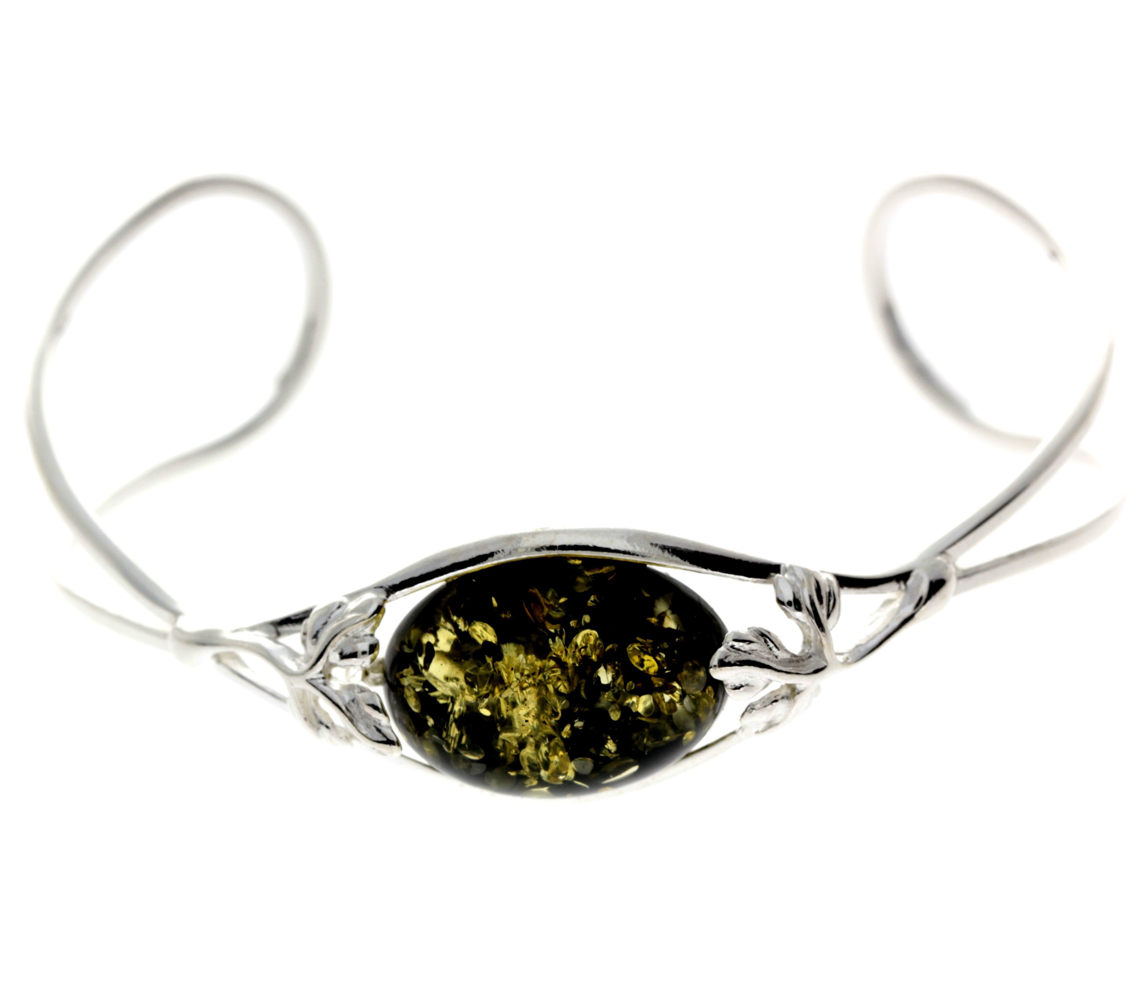 925 Sterling Silver & Baltic Amber Bangle - GL511