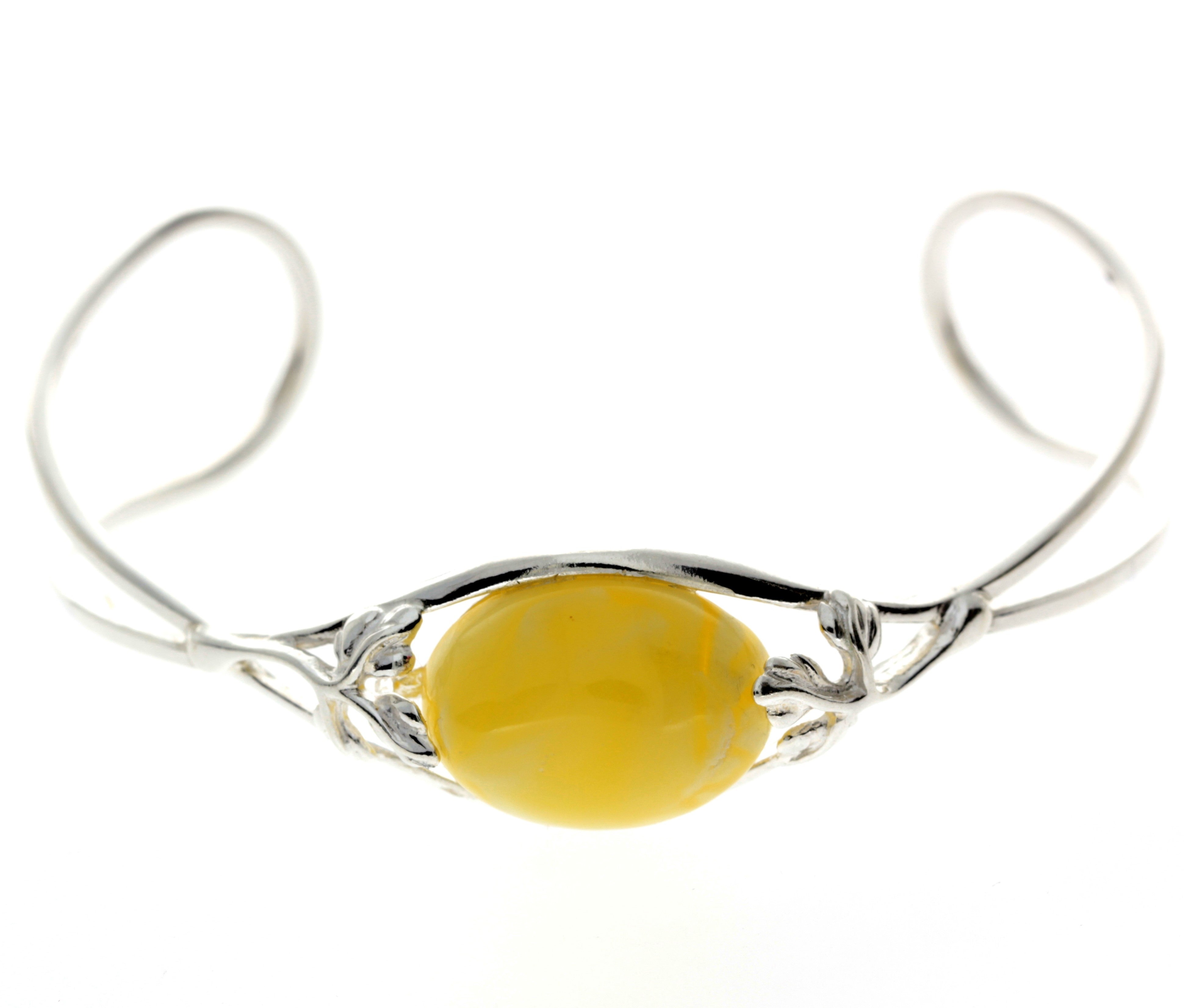 925 Sterling Silver & Baltic Amber Bangle - GL511