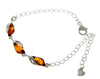 925 Sterling Silver & Baltic Amber Modern Adjustable Bracelet 20 cm - GL533