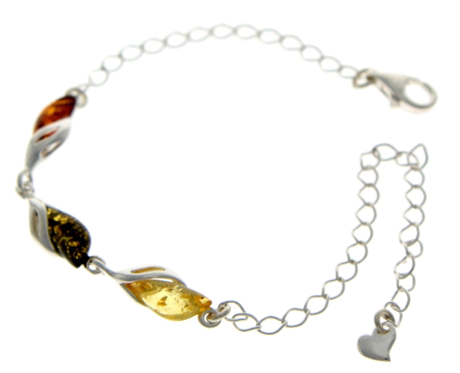 925 Sterling Silver & Baltic Amber Modern Adjustable Bracelet 20 cm - GL533