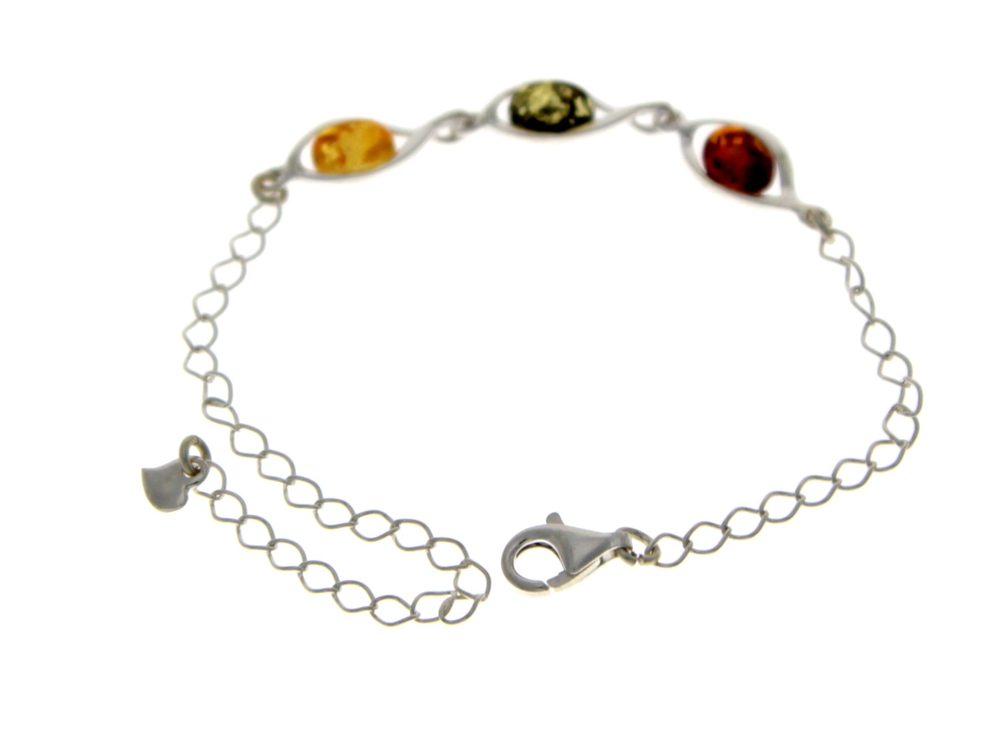 925 Sterling Silver & Baltic Amber Modern Adjustable Bracelet 20 cm - GL537