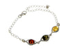 925 Sterling Silver & Baltic Amber Modern Adjustable Bracelet 20 cm - GL537