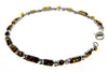 925 Sterling Silver & Baltic Amber Square Stones 19.5 cm Bracelet  - 3347