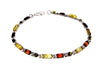 925 Sterling Silver & Baltic Amber Square Stones 19.5 cm Bracelet  - 3347