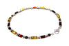 925 Sterling Silver & Baltic Amber Square Stones 19.5 cm Bracelet  - 3347