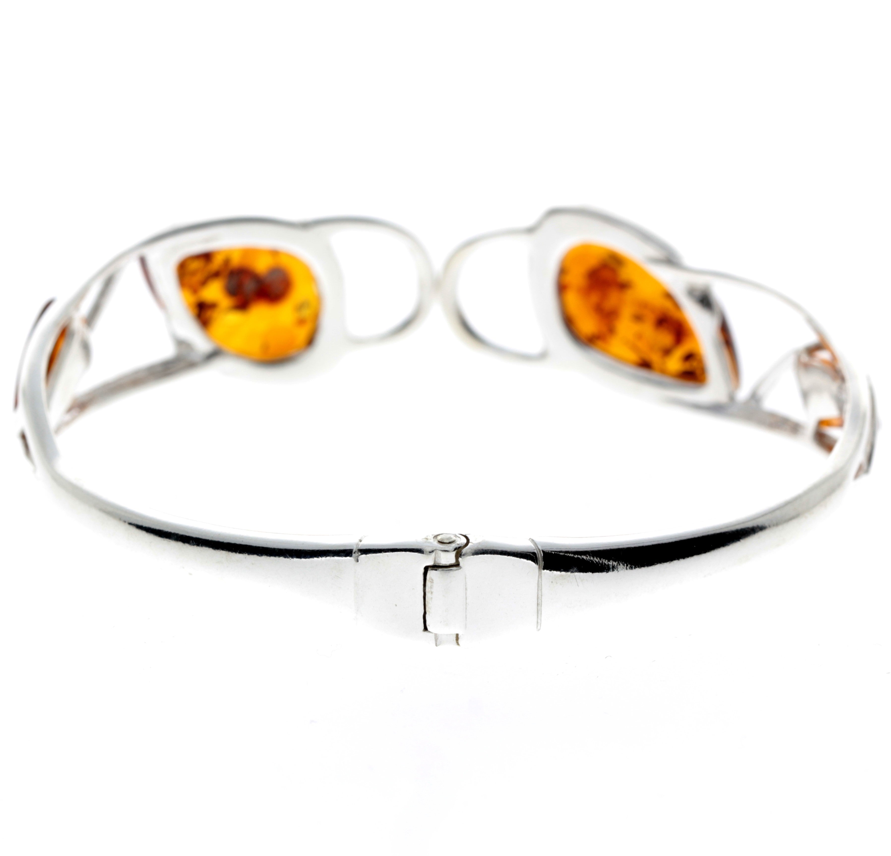 925 Sterling Silver & Baltic Amber Multi Stone Bangle - GL552