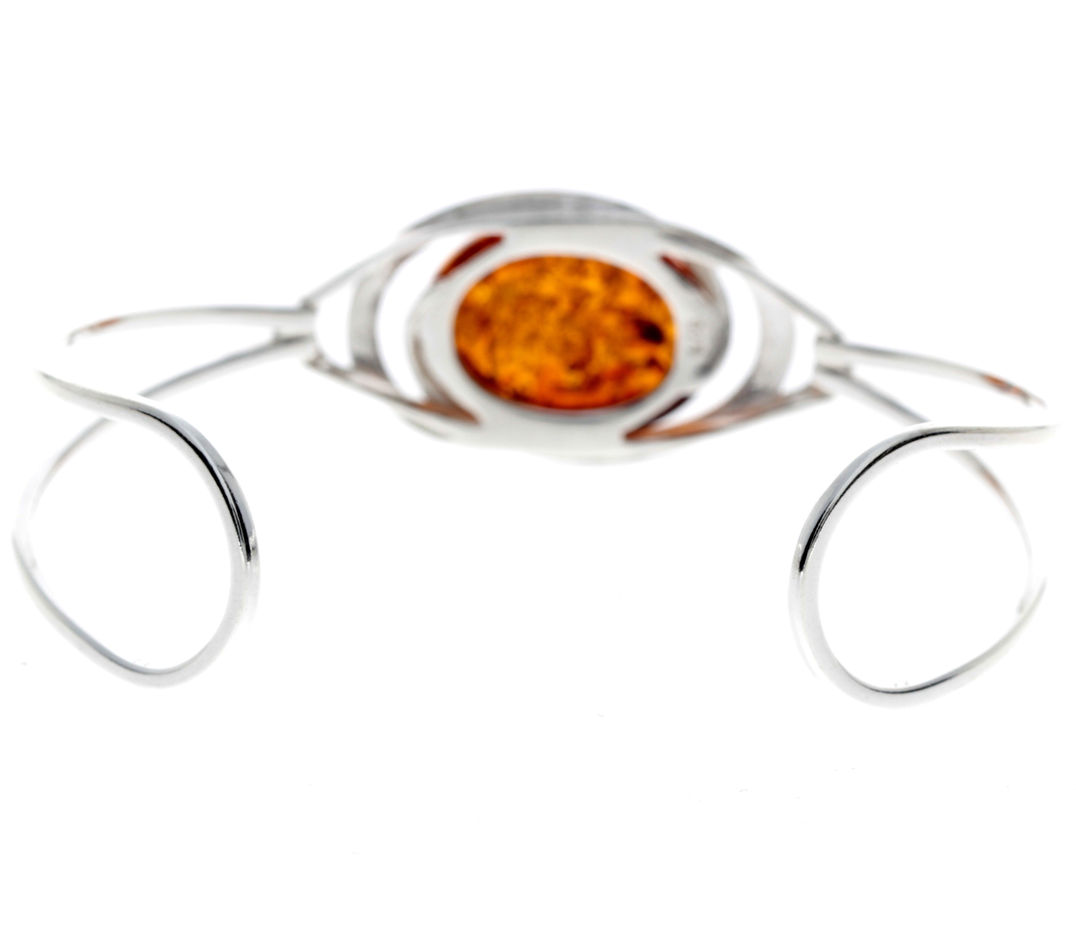 925 Sterling SIlver & Baltic Amber Classic Adjustable Bangle - GL553