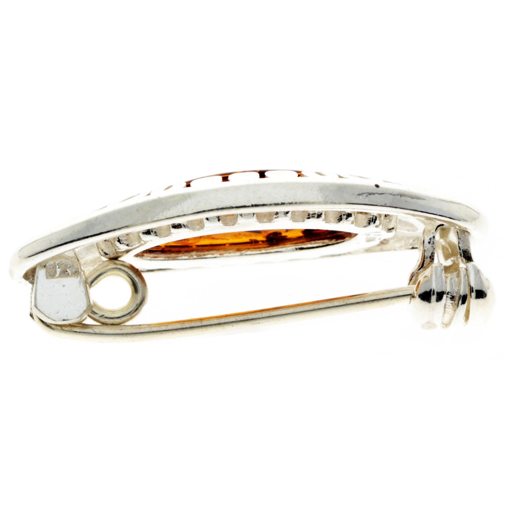 925 Sterling Silver & Baltic Amber Modern Brooch - GL823