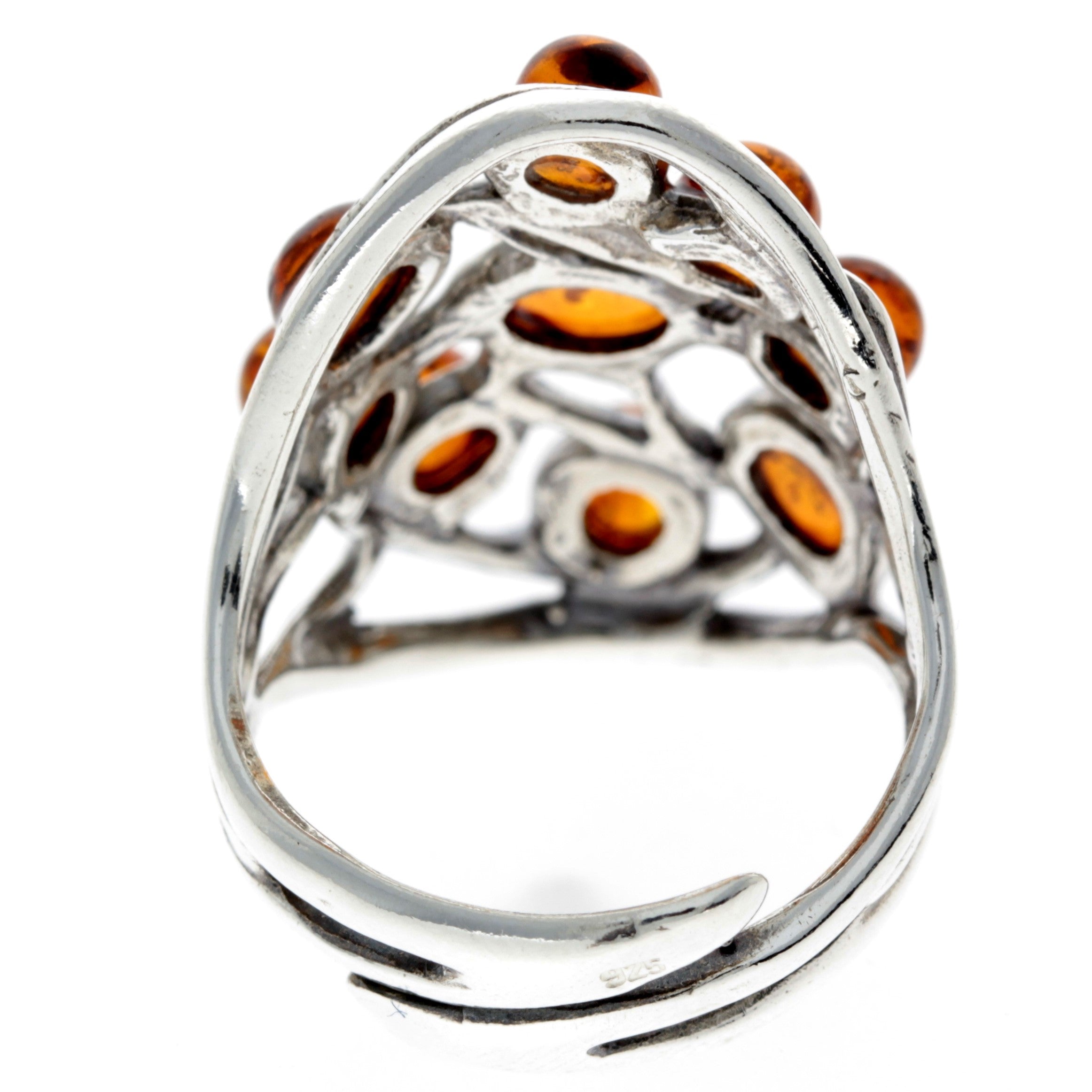 925 Sterling Silver & Baltic Amber Celtic Ring - 7356