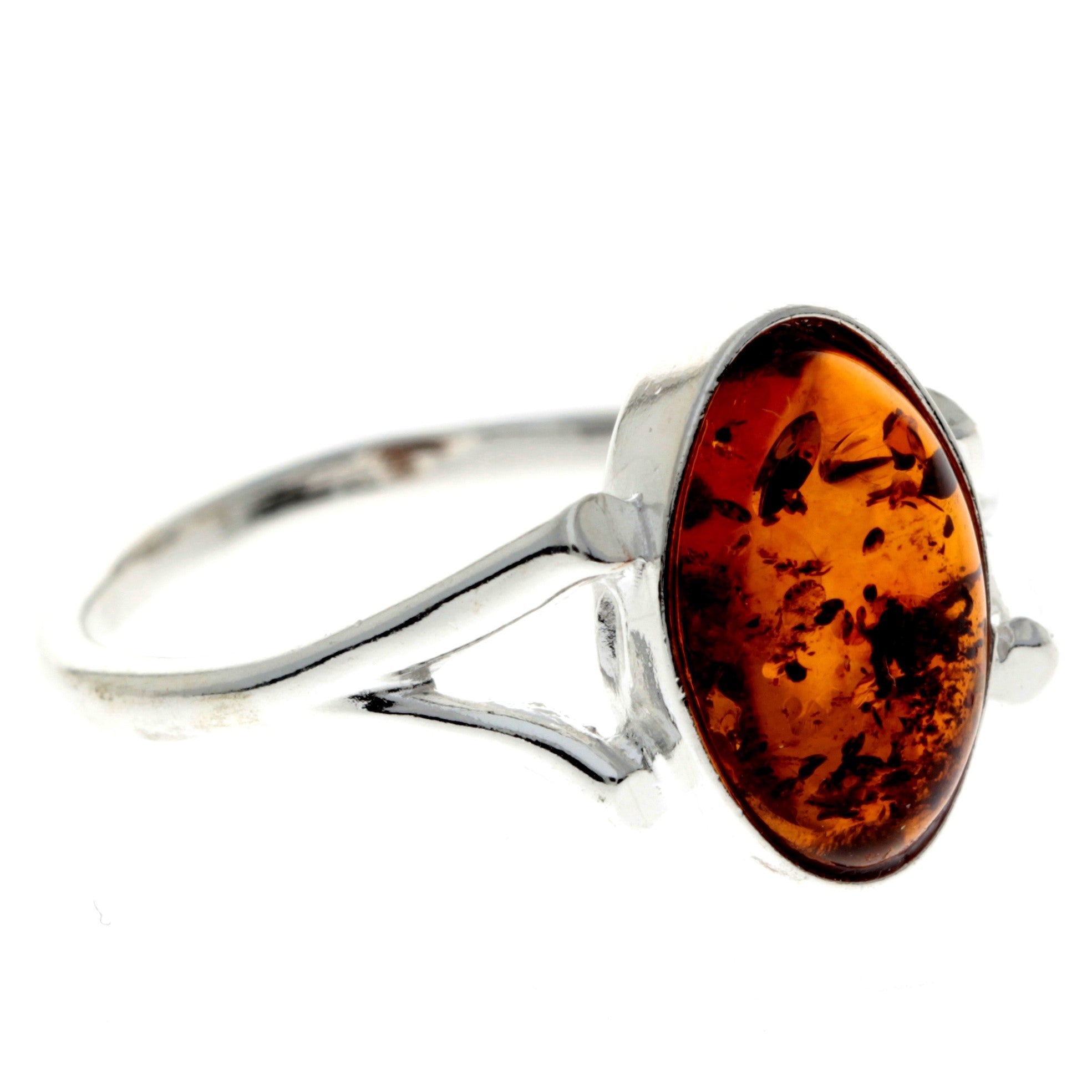 925 Sterling Silver & Baltic Amber Classic Designer Ring - 7108