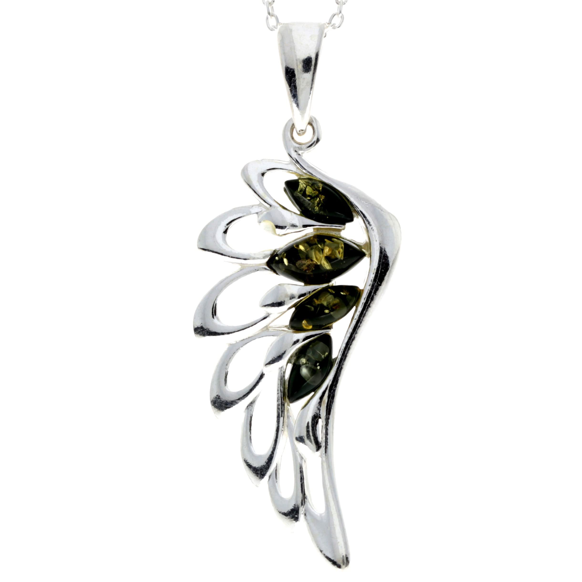 925 Sterling Silver Lucky Angel Wing with Baltic Amber - GL367