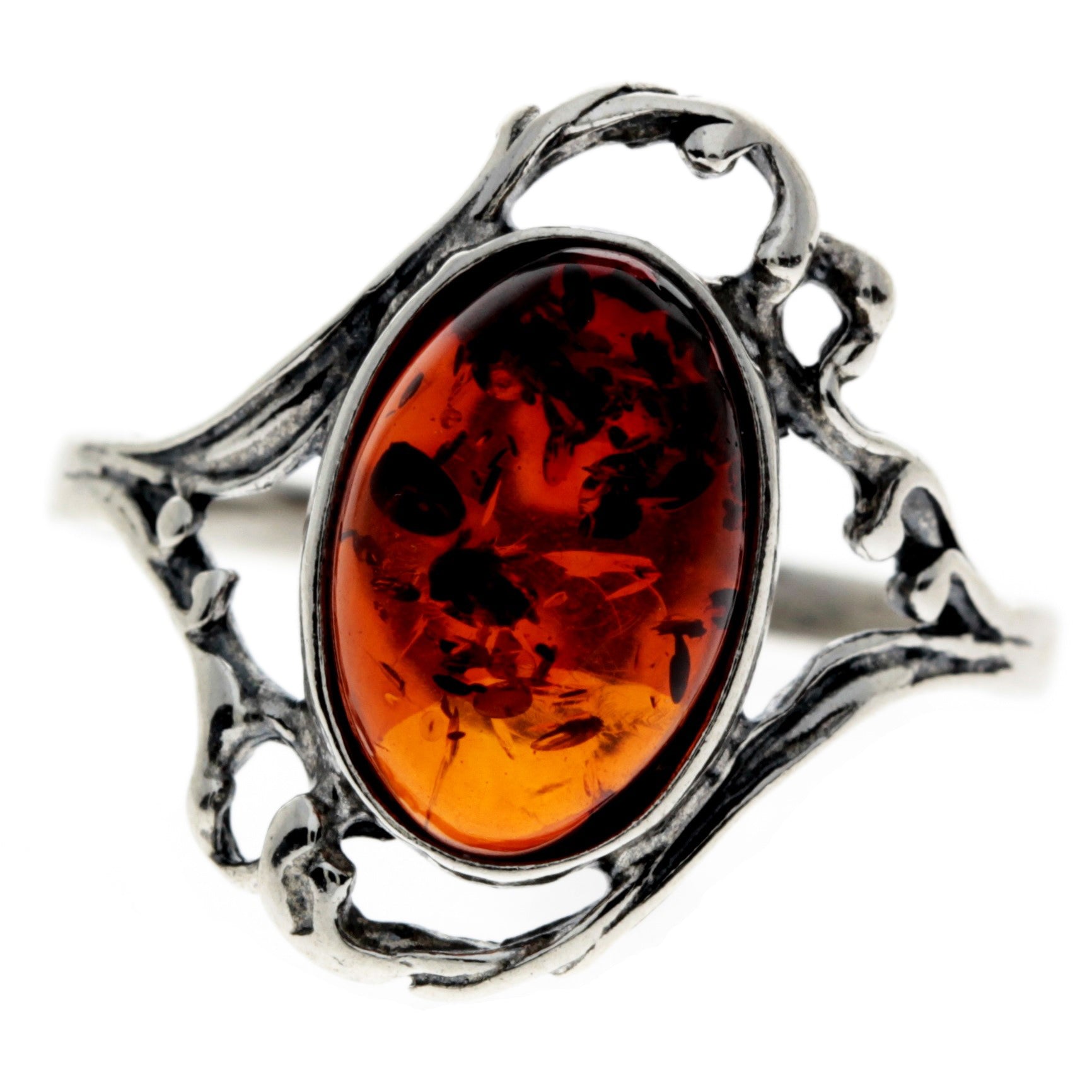 925 Sterling Silver & Baltic Amber Classic Designer Ring - G400