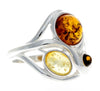 925 Sterling Silver & Baltic Amber Modern Designer Ring - GL486