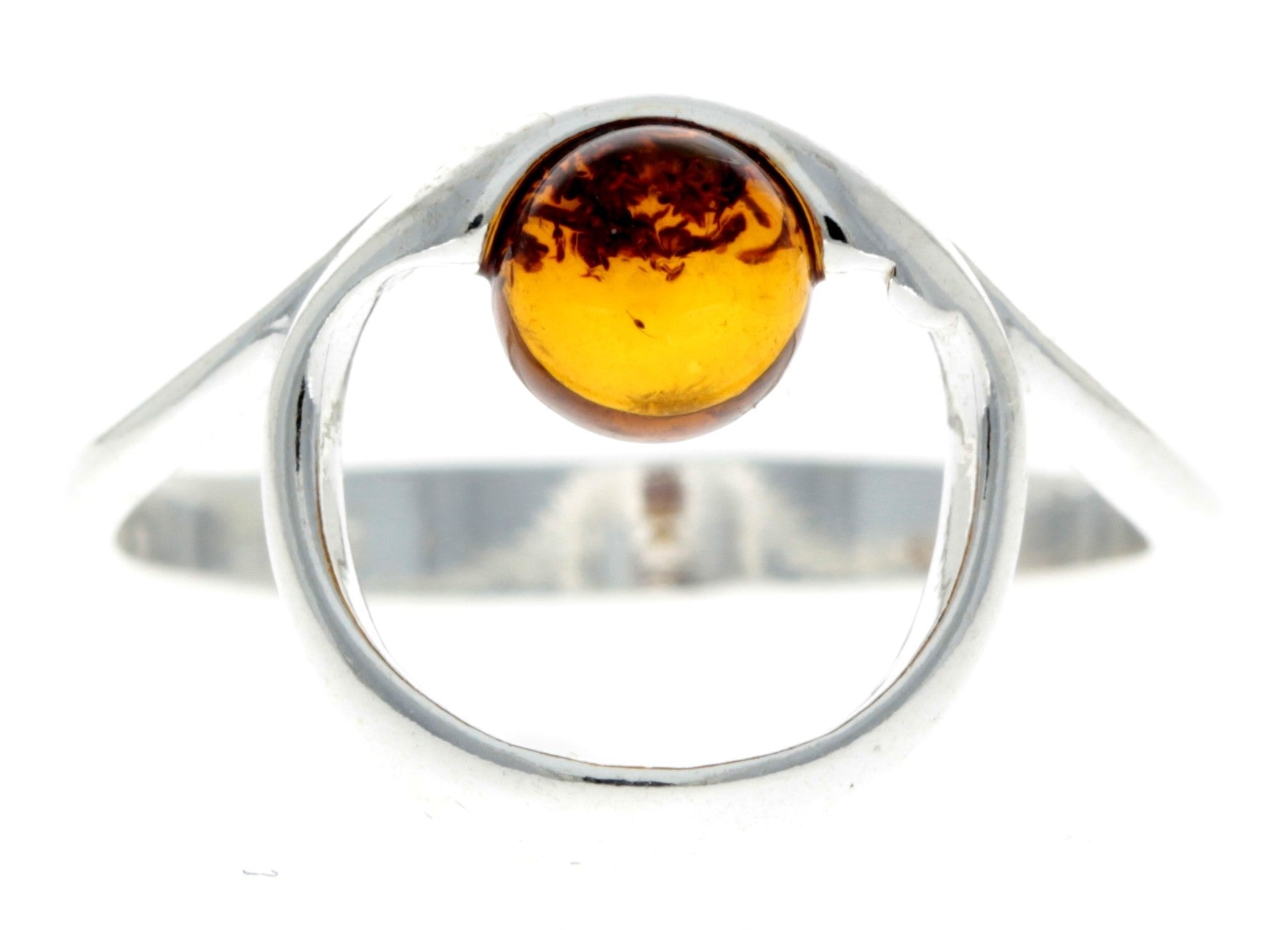 925 Sterling Silver & Baltic Amber Modern Designer Ring - GL718