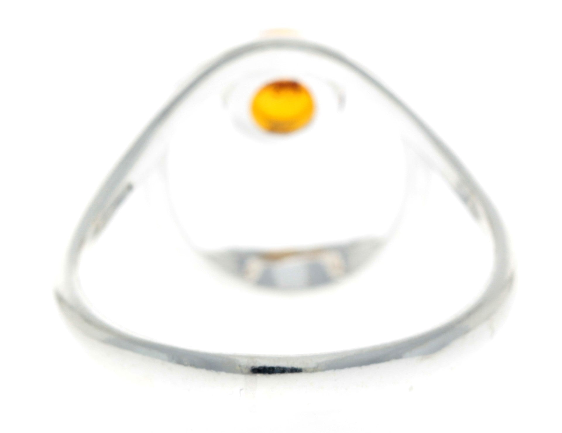 925 Sterling Silver & Baltic Amber Modern Designer Ring - GL718